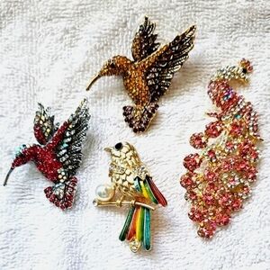 Colorful Bird Brooch Set